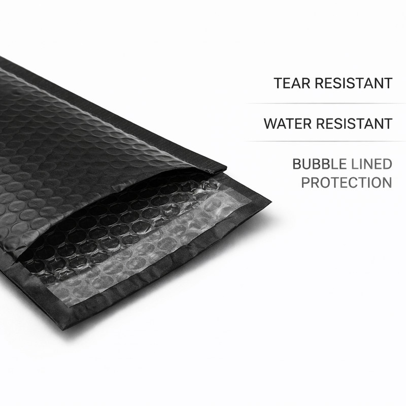 Wholesale 1000 Black Poly Bubble Mailers #000 4x8 Tear & Water Resistant gallery