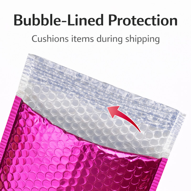 Metallic Pink Poly Bubble Mailers #2 8.5x12 Padded Envelopes 50 100 200 gallery