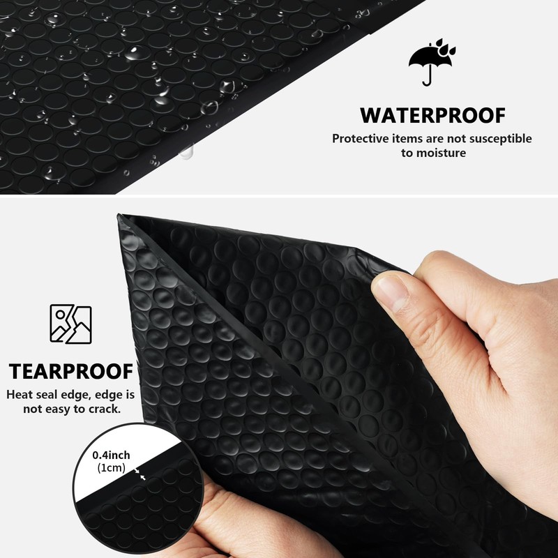 Bubble Mailers 4x8 Inch, 40 Pack, Self Seal Poly Envelopes, Black gallery