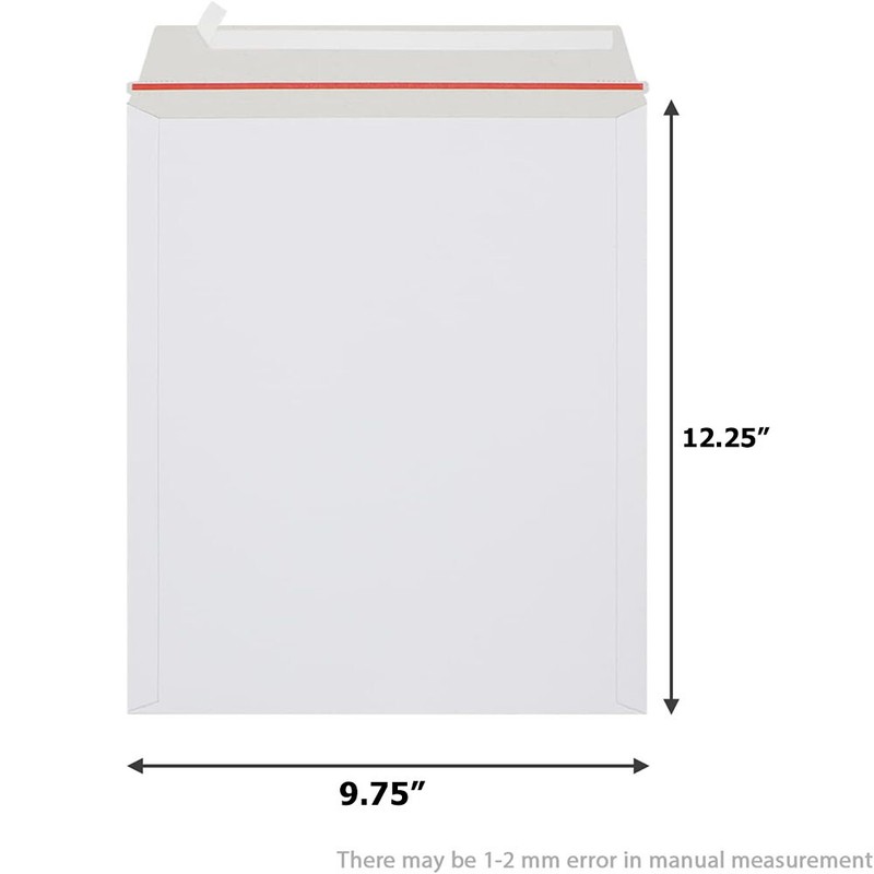 7”x9” 9.75″x12.25″ White Rigid Photo Mailers Envelopes Flat Document Self-Seal