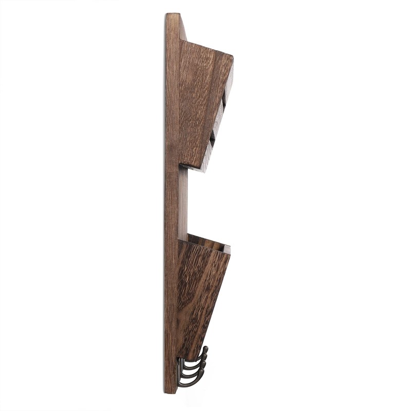 MOOACE Mail Organizer Wall Mount with Key Hooks, 2-Slot Wood Mail & Key Holder gallery