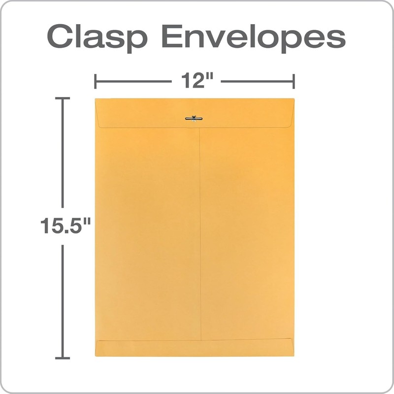 Clasp Envelopes, 12 x 15-1/2 with Deeply Gummed Flaps for Permanent Secure Se... gallery