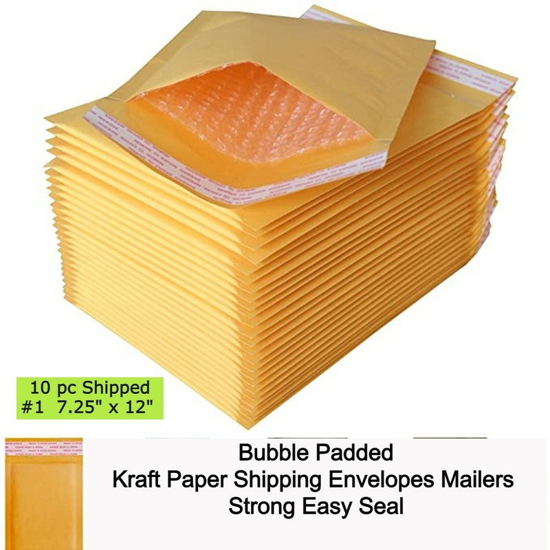 10 #1 7.25×12 Bubble Padded Kraft Paper Shipping Envelopes Mailers Strong Bags