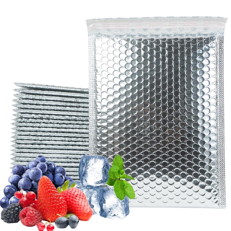 50 Pack 8×10 Inch Thermal Insulated Bubble Mailers for Cold Shipping, Metalli…