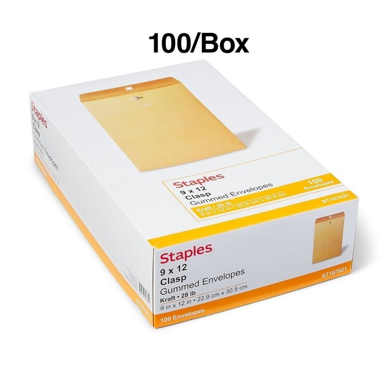 100 Pcs CLASP ENVELOPES 9x12 28lb Kraft Shipping Mailing Gummed Business Manila gallery