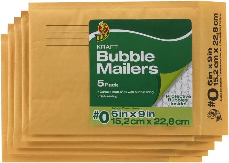 Self-Seal Kraft Bubble Mailers 6x9 in Tan - 5-Pack for Everyday Mail Needs gallery