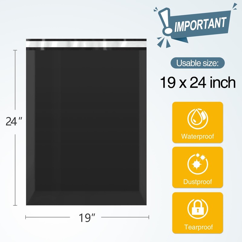Poly Mailers 50pc 19x24 Inch Opaque Shipping Bags Tearproof and Waterproof Ch... gallery