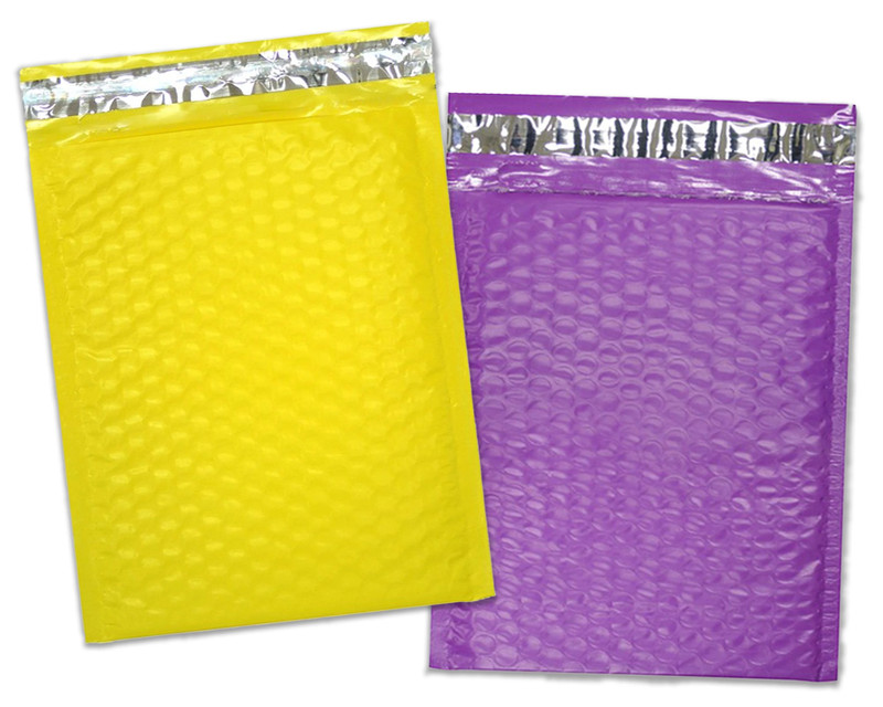 30 Pack 4x8, 6x10", 8.5x12, 10x15 Hot Pink, Yellow, Purple Poly Bubble Mailers gallery