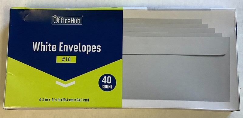 OfficeHub White #10 Envelopes~4-1/8" x 9-1/2"~40 Count~Case of 12~FREE SHIPPING~ gallery