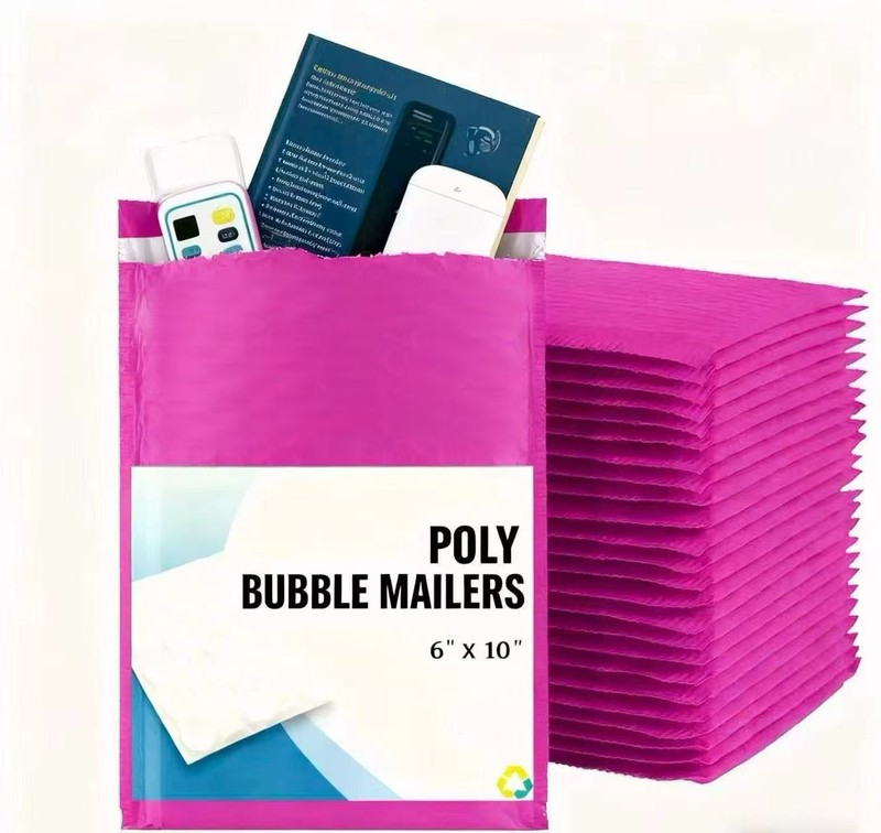 #0 6x10 (6x9) Poly Bubble Mailer Padded Envelope Shipping Bag Premium Hot Pink gallery