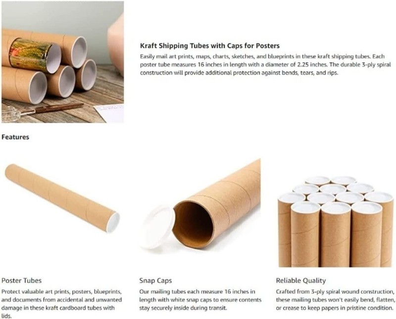 50 - 2" x 30" Round Cardboard Shipping Mailing Tube Tubes With End Caps gallery