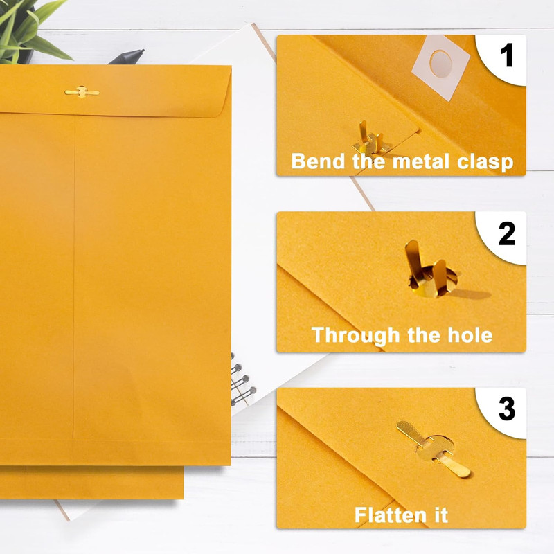 10X13 Clasp Envelopes 20 Pack, Large Brown Yellow Manilla Envelopes 10X13 with gallery