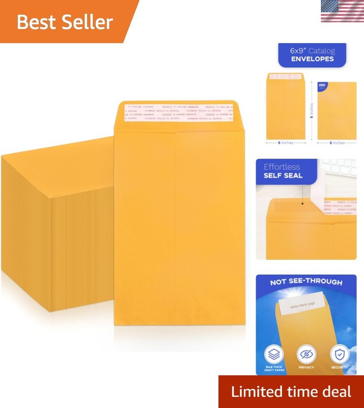 6×9 Manilla Envelopes Self Seal 250 PCS, Small Brown Kraft Catalog Envelopes …