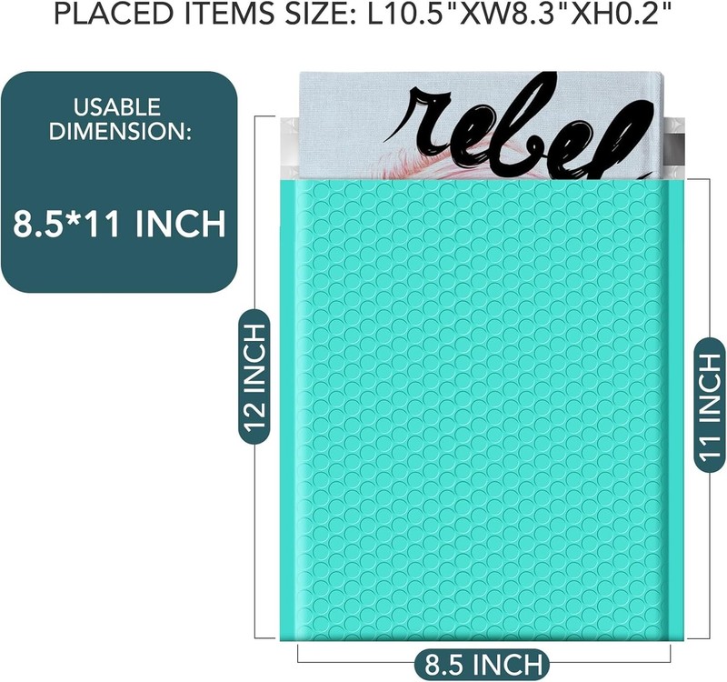 500x Bulk Bubble Mailers 8.5x12 Padded Envelopes 8.5x11 Poly Mailing Bags Teal gallery