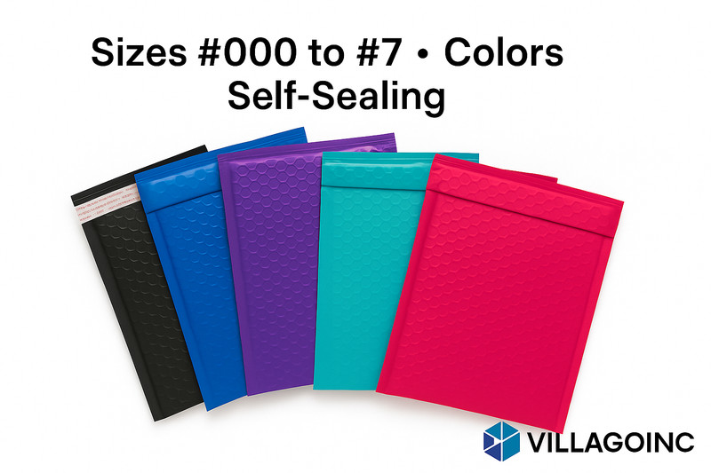 Colored Poly Bubble Mailers Padded Shipping Envelopes Self Seal #000-#5 gallery