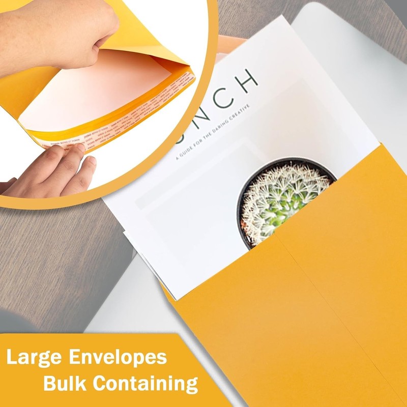 10x13 Catalog Envelopes Self Seal 100 Pack, 100GSM Paper Yellow Brown Manilla... gallery