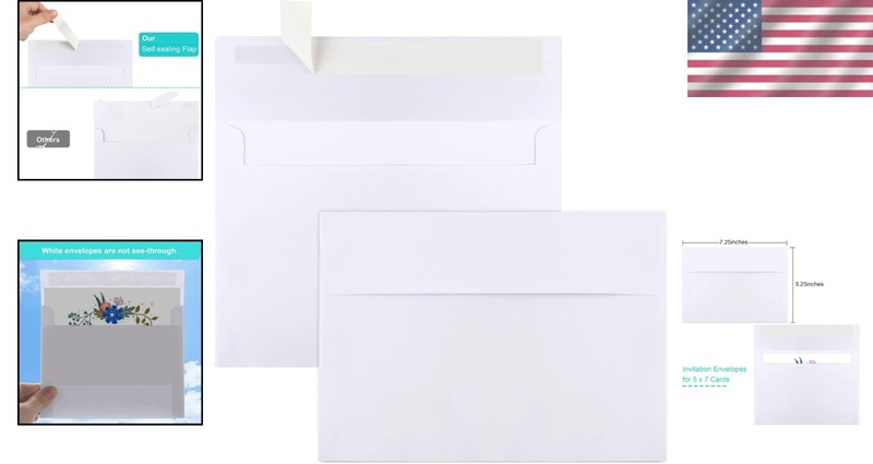 50 Self-Seal White A7 Envelopes - Perfect for Invitations, Photos & Mailings gallery