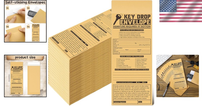 500 Classic Kraft Drop Key Envelopes - Essential for Auto Repair and Mechanics gallery