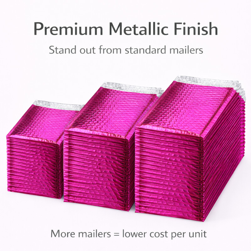 Metallic Pink Poly Bubble Mailers #2 8.5x12 Padded Envelopes 50 100 200 gallery