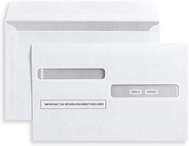 50 W2 Envelopes, for 4-Up Style W-2 Forms, Double Window, Security, Self Seal…