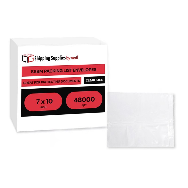 48000 7″ x 10″ Self Adhesive Clear Packing List Shipping Labels Envelopes Pouch