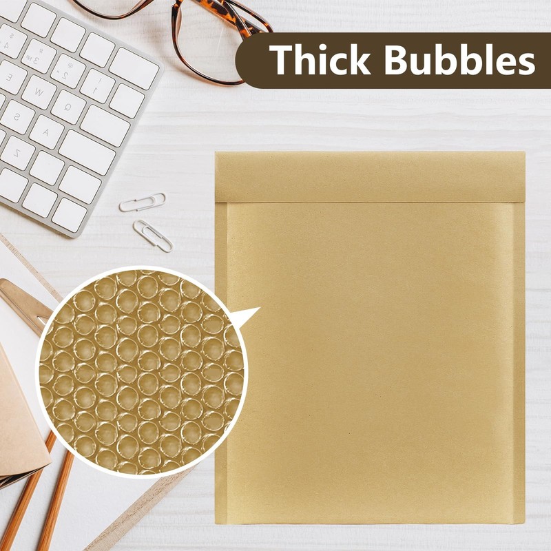 Natural Kraft Bubble Mailers 8.5x12 Inch 25 Pack Usable Size 8.5x11 Brown Pad... gallery