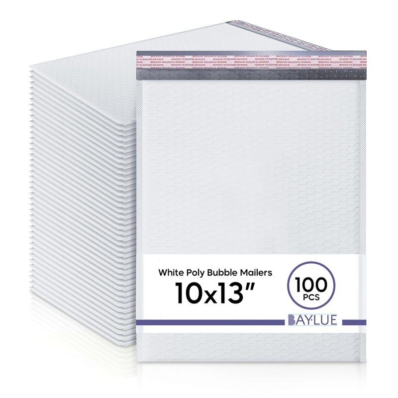 White 10×13 Inch Poly Bubble Mailers |Self Seal Padded Envelopes for Thick books