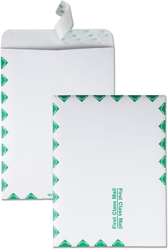 9 X 12 Catalog Mailing Envelopes, First Class Border, Redi-Strip Self Seal Envel