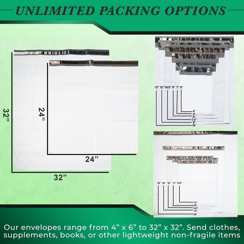 100 Pack of 9 x 12 White Poly Mailers - Self Sealing Shipping Envelopes â€“ M... gallery