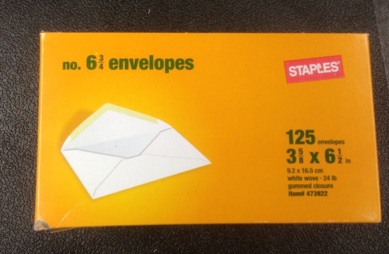White Wove Envelopes Letter Mailing 3-5/8 x 6-1/2 inch 125 COUNT #6-3/4