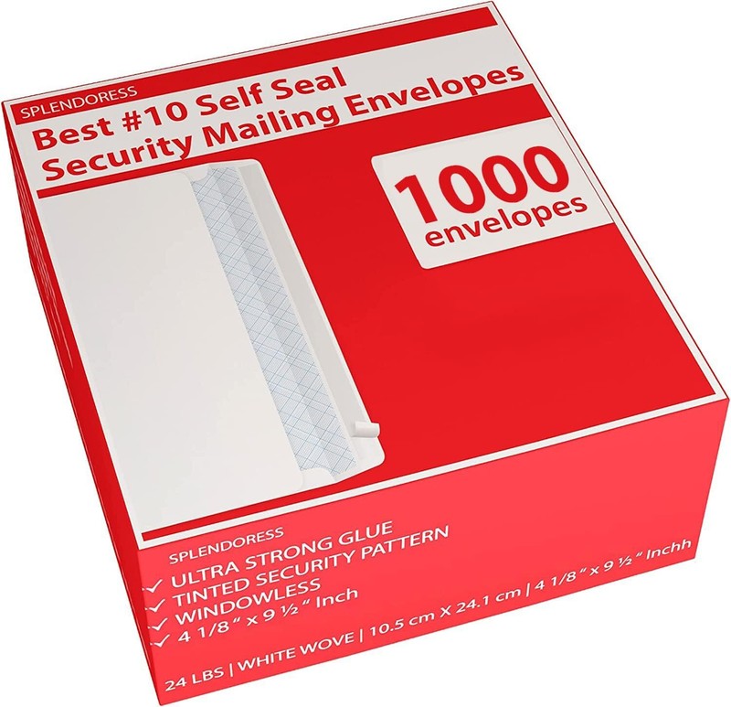 1000#10 Sobres Tamano Carta – Sobres De Correo De Seguridad Autosellados – Em…