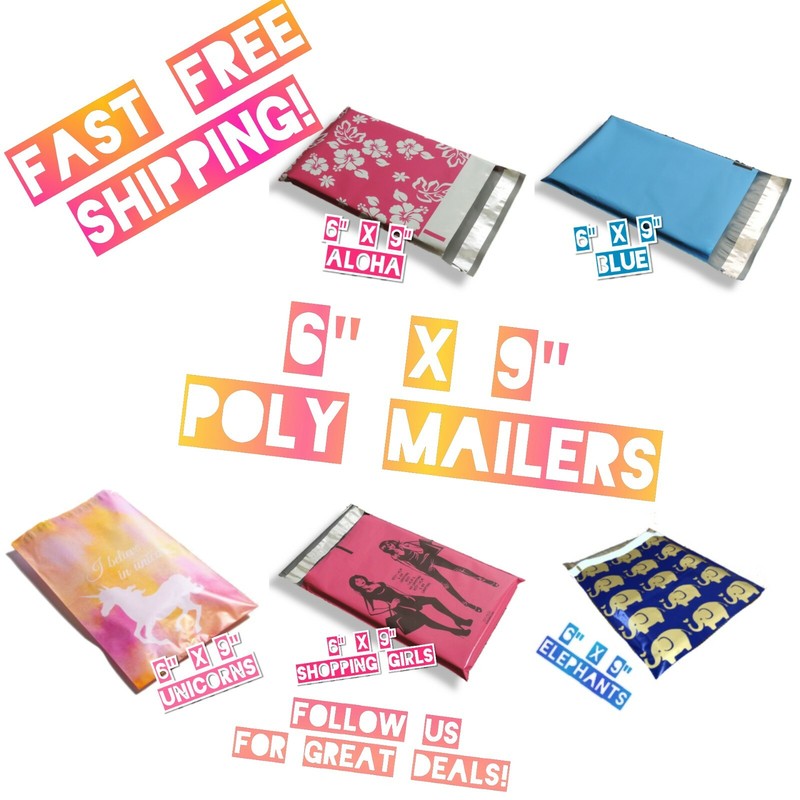 50 Mix 6×9 Designer Poly Mailers Boutique Shipping Bags (10 ea)