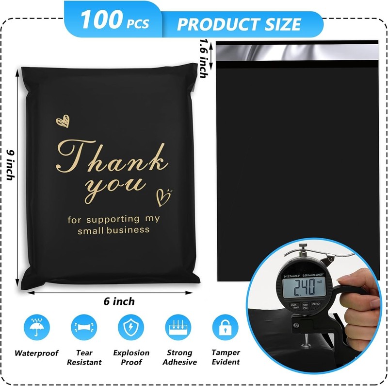 Durable 6x9 Poly Mailers for Small Business - 100 Pcs Waterproof & Self-Seal gallery