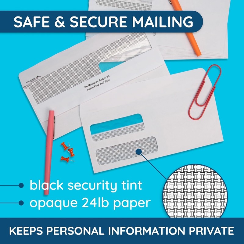 500 No. 9 Flip and Seal Double Window Security Envelopes - Designed for gallery