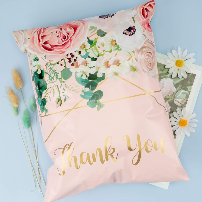 Poly Mailers Shipping Bags Thank You Notes Flowers Surrounded 3 Mil Heavy Duty S gallery