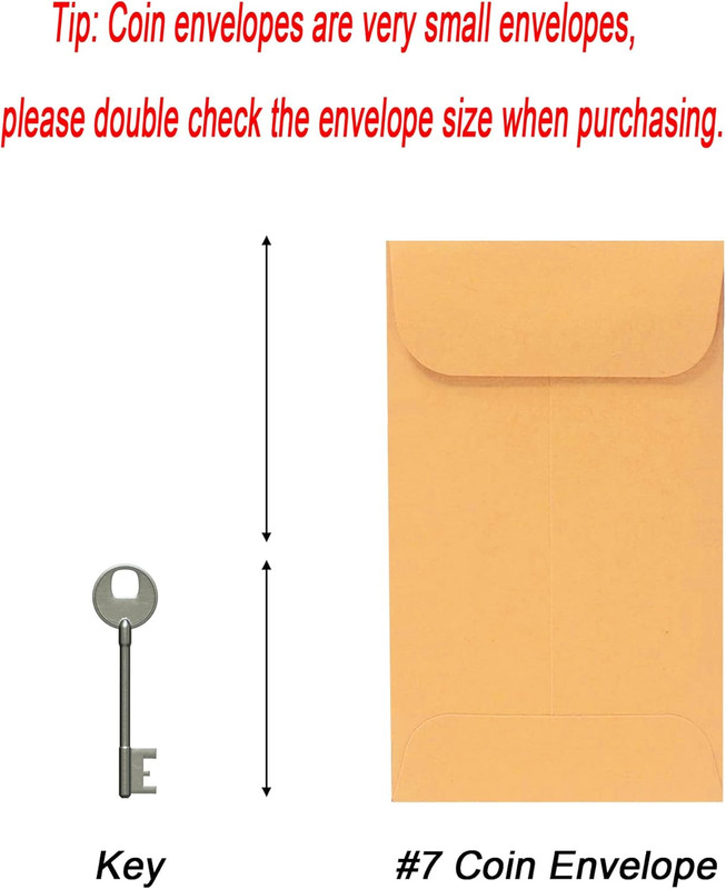 500 PCS #7 Coin Envelopes, 3.5 X 6.5 Inches Brown Kraft Envelopes Classic Small gallery
