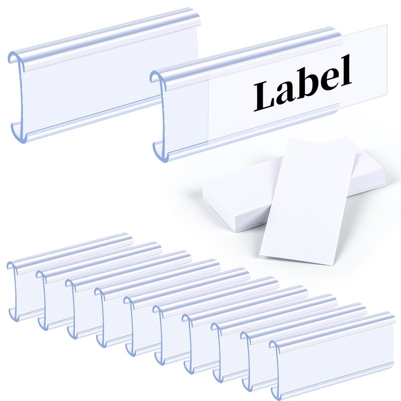 VELATYVIO 30 PCS Wire Shelf Label Holders 3 x 1.4 inches, Transparent-30