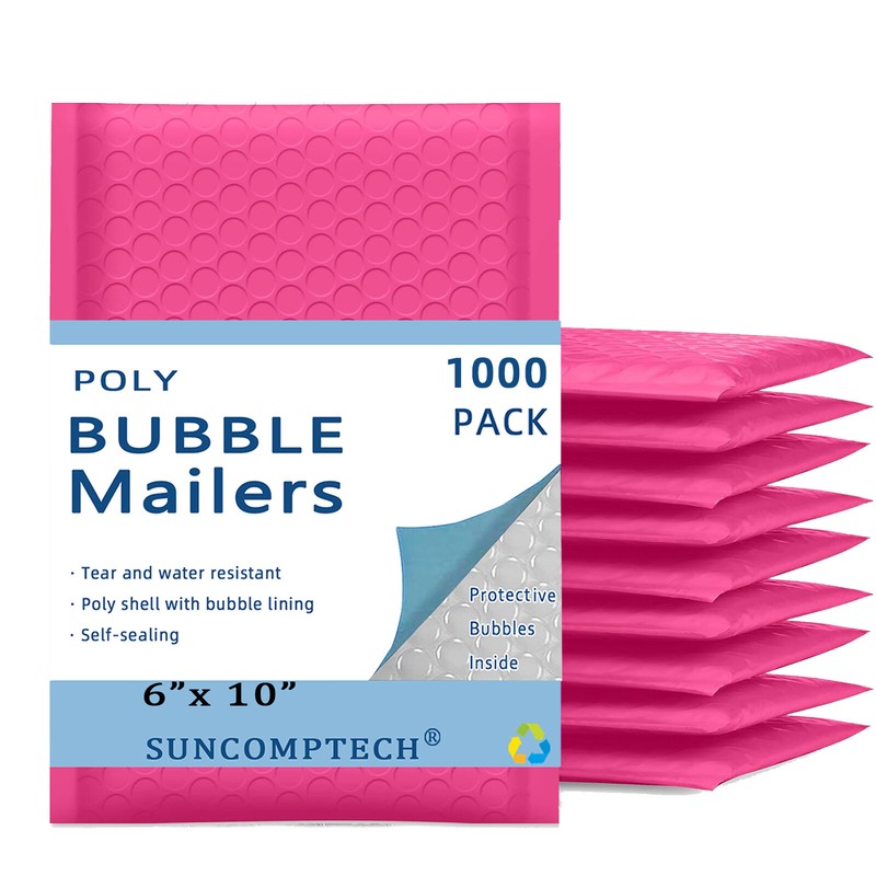#0 6×10 (6×9) Poly Bubble Padded Envelope Mailers Shipping Bag Hot Pink 1000 PCS