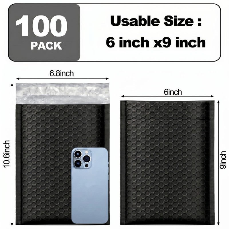 100 Pack Bubble Mailers 6x10", Usable Size 6x9" Self Seal Padded Envelopes Op... gallery