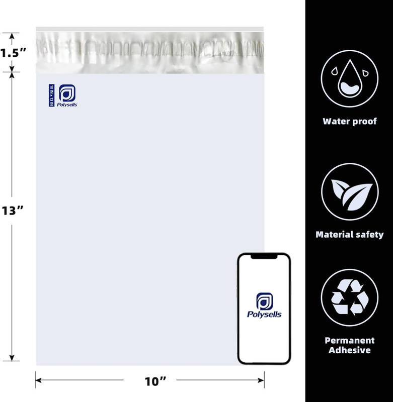 100 Pcs 10X13 Inches White X Silver Poly Mailers Shipping Envelopes, Strong Adhe gallery