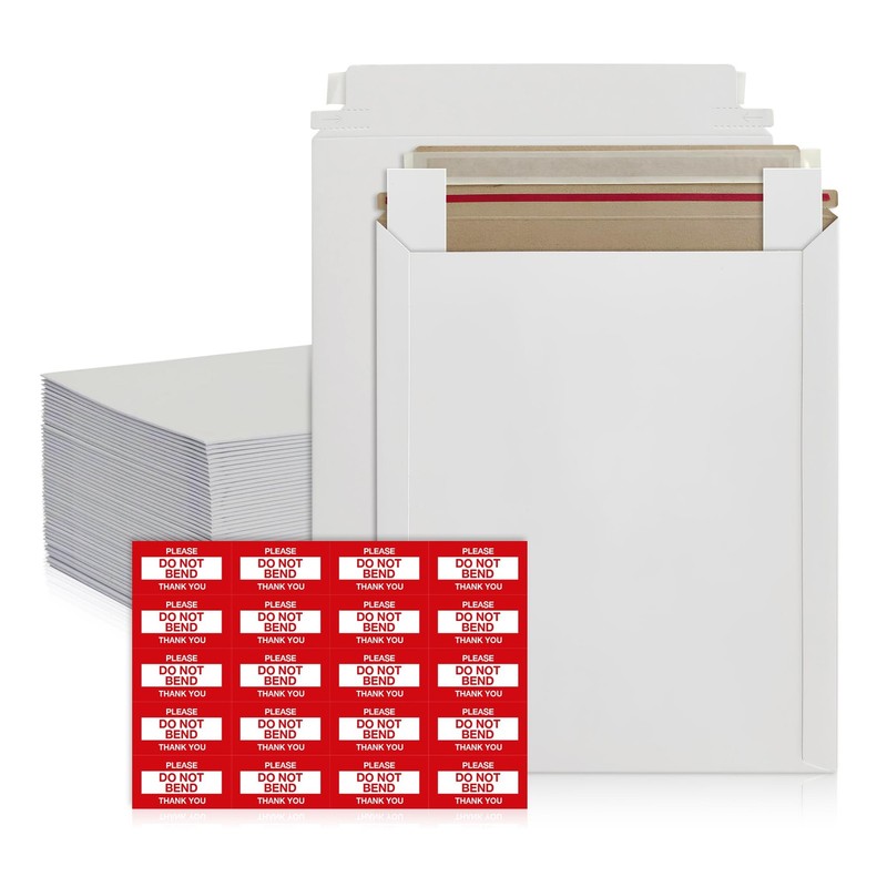 Rigid Mailers 9×12 Inches with 200 Side Strips for Extra Protection from Bend…