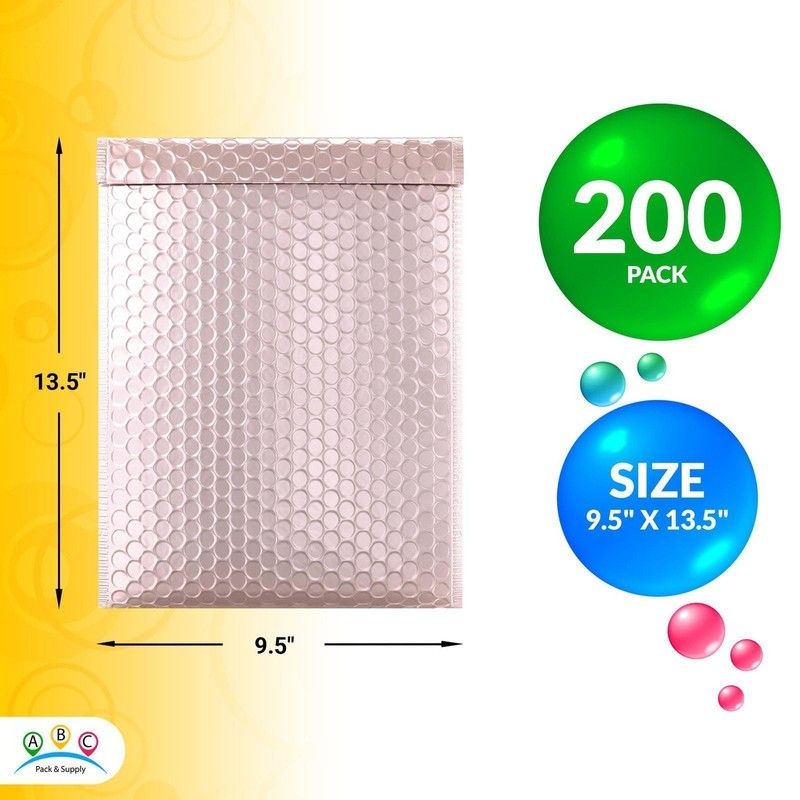 200ct 9.5x13.5 Matte Metallic Rose Gold Poly Bubble Shipping Mailers Envelopes gallery