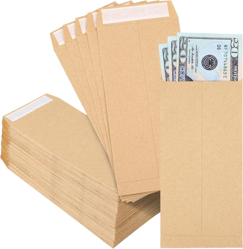 120 PCS Money Envelopes for Cash Kraft Paper, 6.5”X3.2” Small Cash Envelopes for