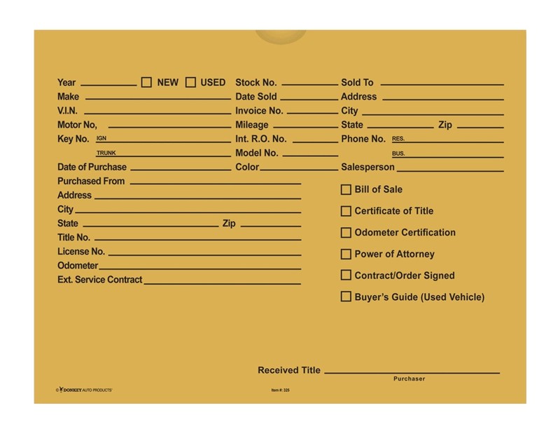 Printed Vehicle Deal Envelopes 9×12 Deal Jackets (100 shrink wrapped) (Buff)