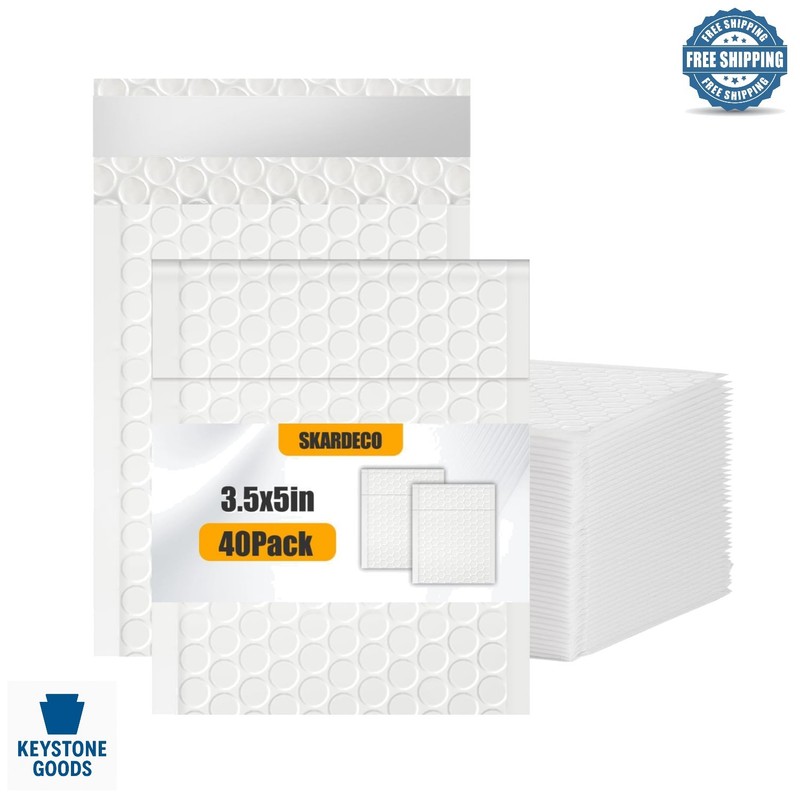 40-Pack White Bubble Mailers 3.5×5 inch – Self-Seal Padded Envelopes for Jewe…