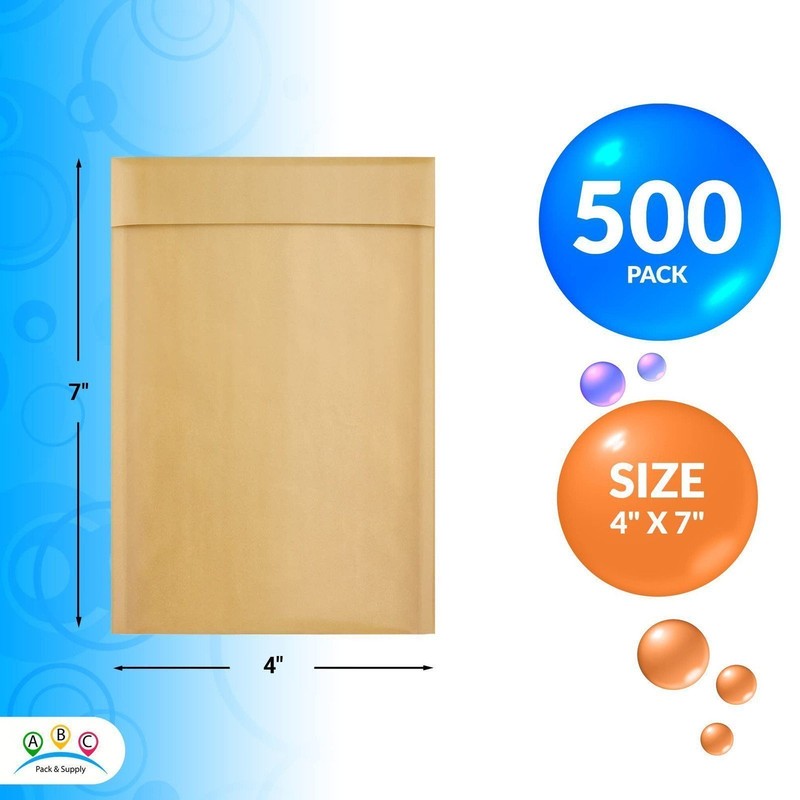500 #000 4x7 Kraft Bubble Mailers Self Seal Padded Shipping Envelopes Brown gallery