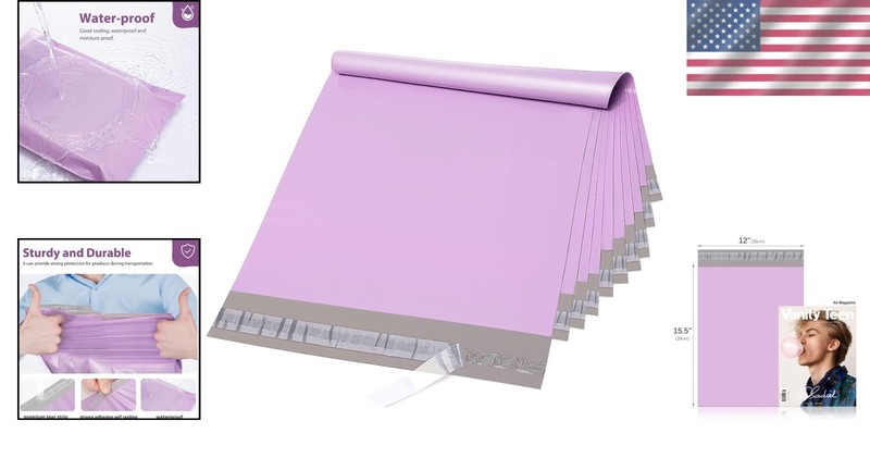 100 Light Purple Poly Mailers 12x15.5” - Waterproof Self-Seal Shipping Bags gallery