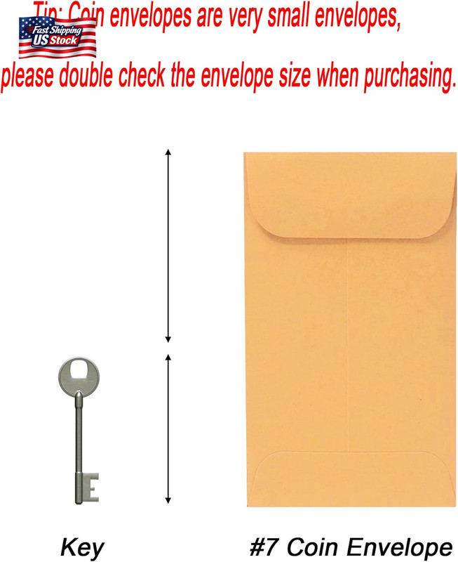 Xxcxpark 200PCS #7 Coin Envelopes 3.5X6.5 Inches Brown Kraft Envelopes Classic S gallery