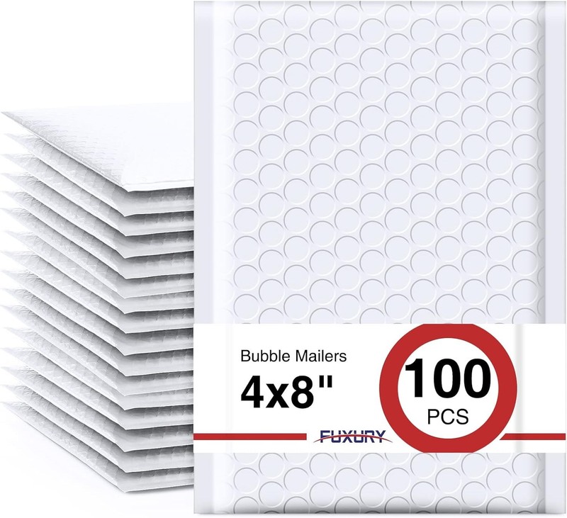 4x8 Bubble Mailers 100 Pack White Padded Envelopes Usable Size 4x7" Opaque Sm... gallery