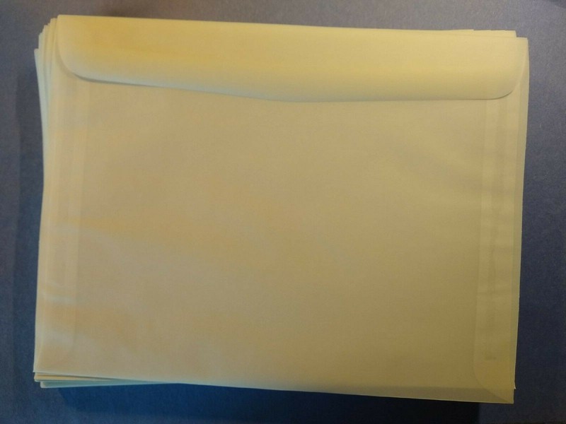 25 Translucent Envelopes 8.75″ x 11.5″ – 29# Canson Satin – Low Price!!